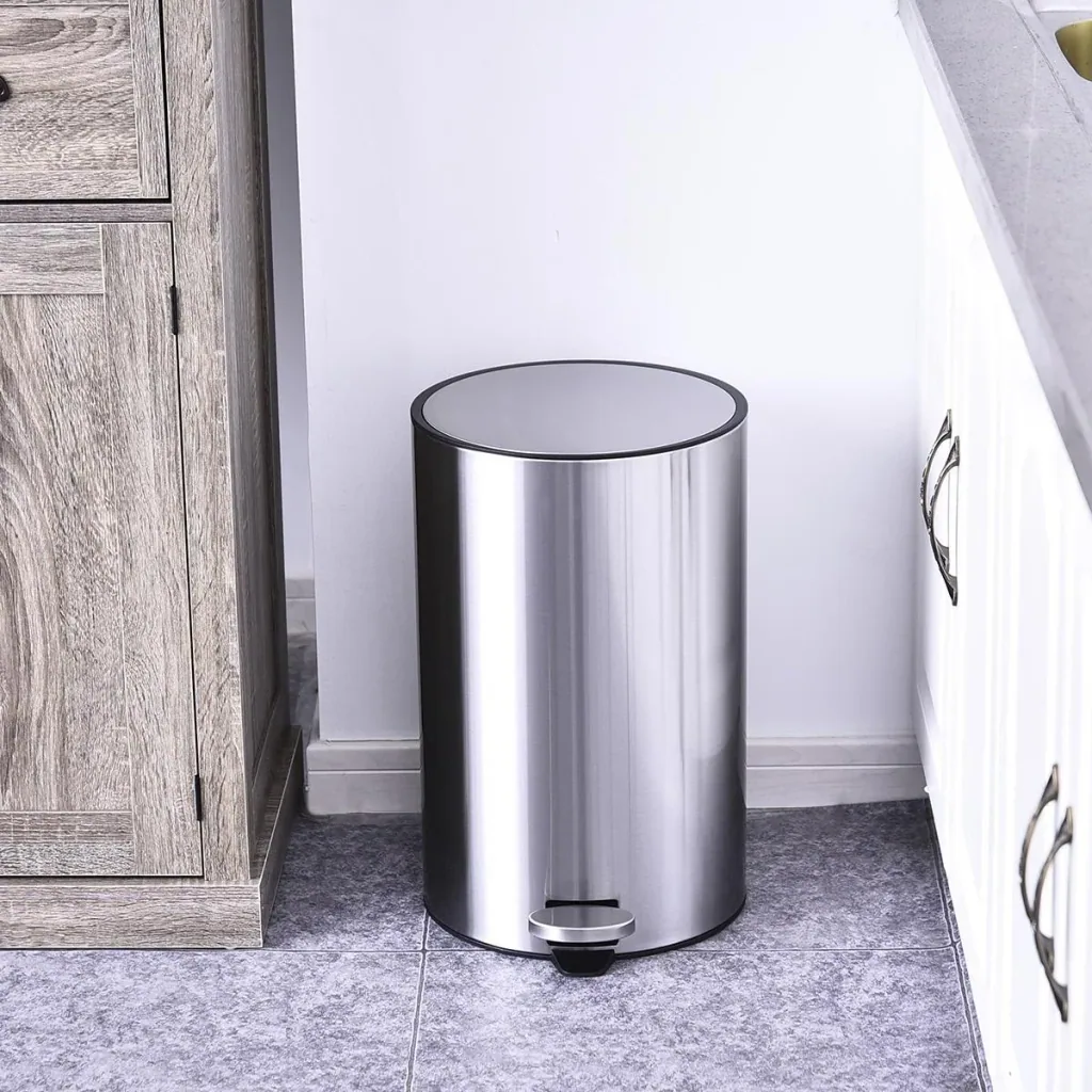 Waste bin with inner bucket silver/black