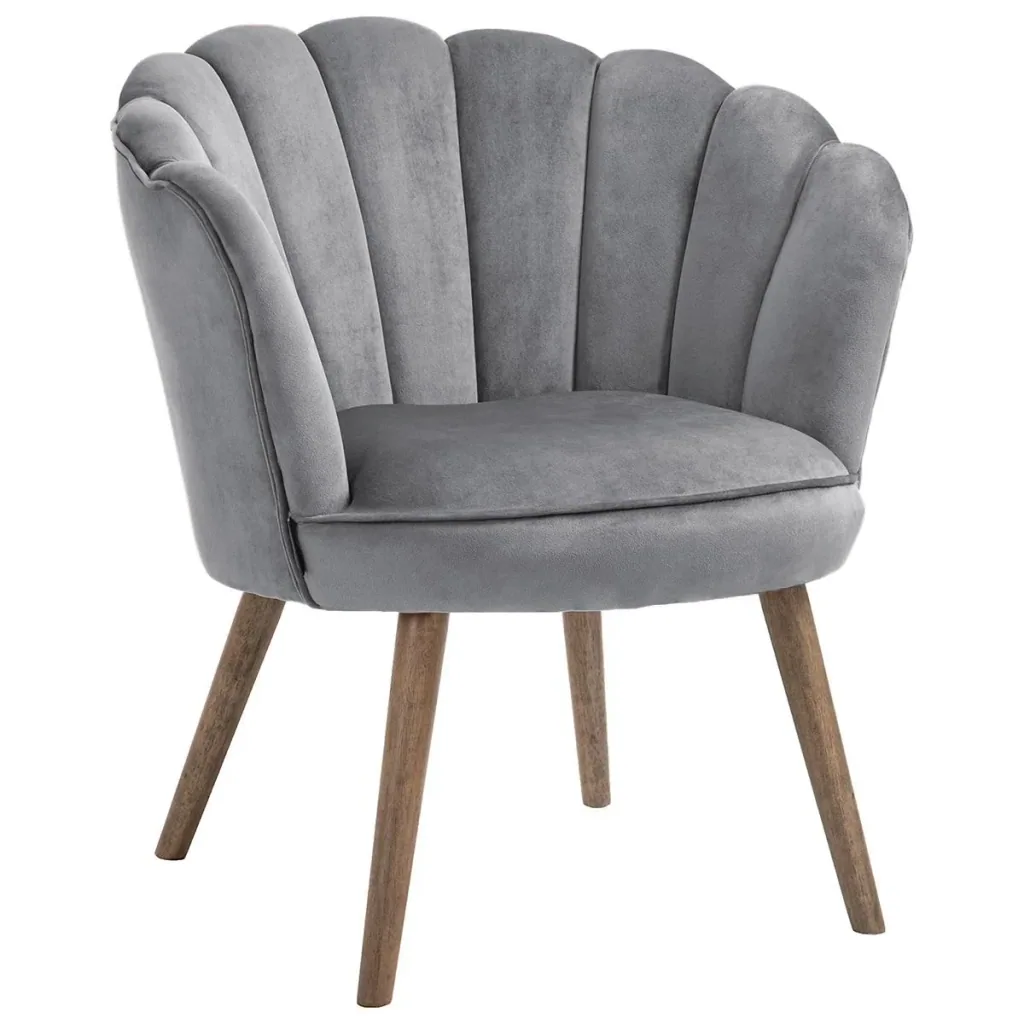 Dining room chair, kitchen chair, armchair with backrest, living room chair, polyester, rubberwood, dark grey, 66 x 72 x 79 cm