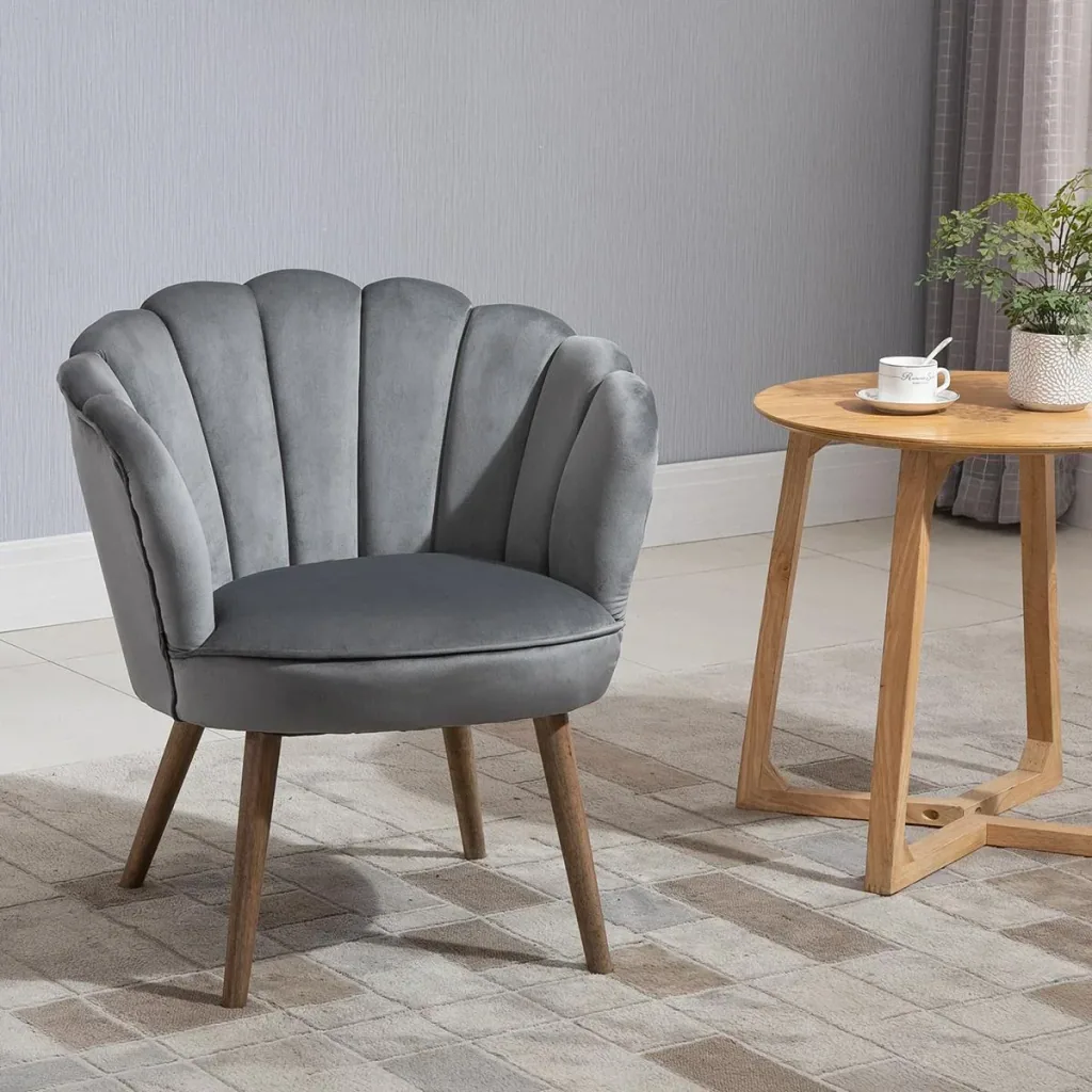Dining room chair, kitchen chair, armchair with backrest, living room chair, polyester, rubberwood, dark grey, 66 x 72 x 79 cm