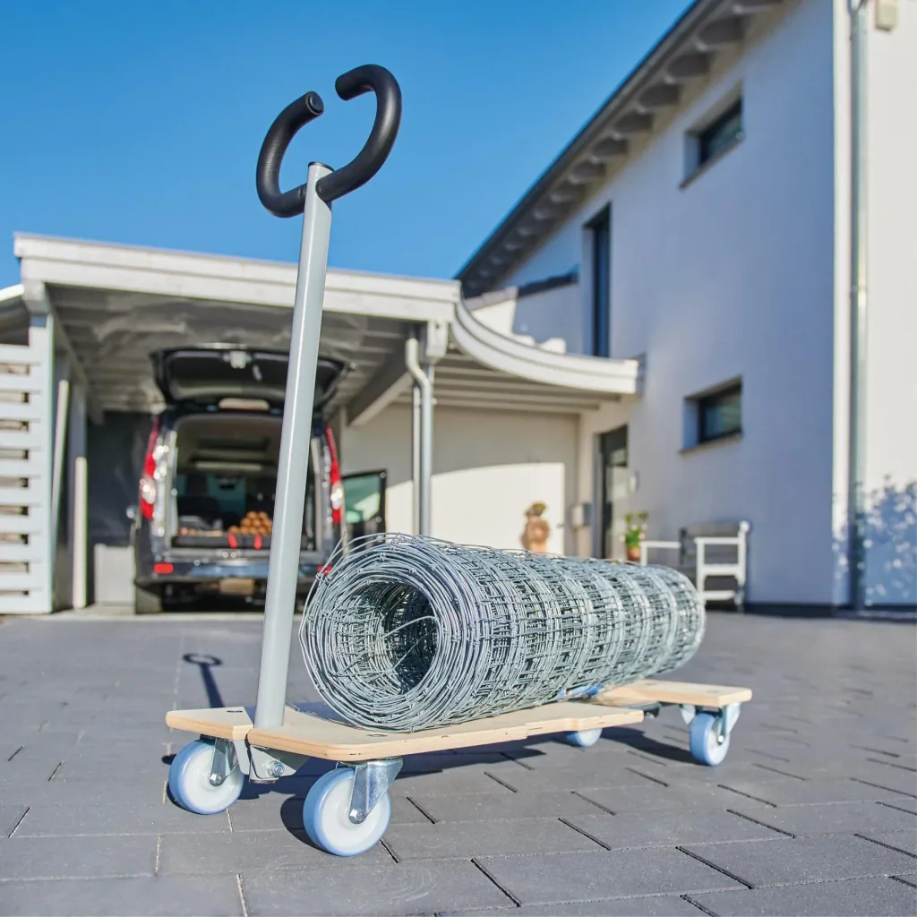 Transport aid MM 1333, 74-101 x 37 x 14.5 cm, soft castors Ø 100 mm, roller bearings, 2 brakes, FSC®, load capacity 200 kg