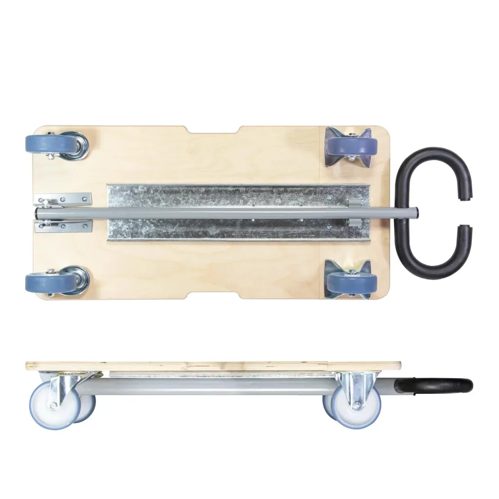 Transport aid MM 1333, 74-101 x 37 x 14.5 cm, soft castors Ø 100 mm, roller bearings, 2 brakes, FSC®, load capacity 200 kg