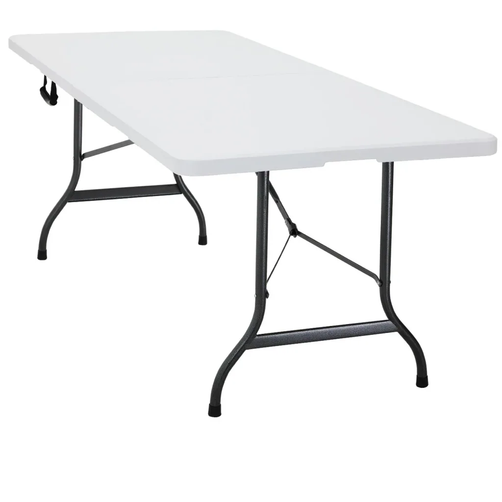 Foldable garden table made of white plastic 183x76cm