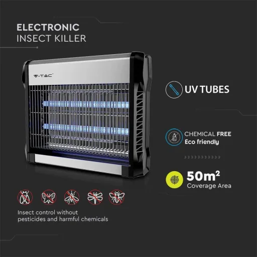 VT-3216 Insect Lamp - 2"8W - 50m Range - UV Light - Grey