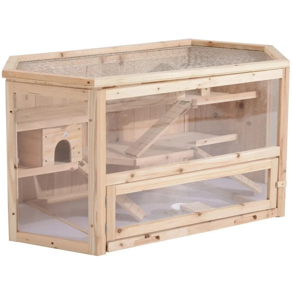 Hamster cage, rodent cage, mouse cage, fir wood natural