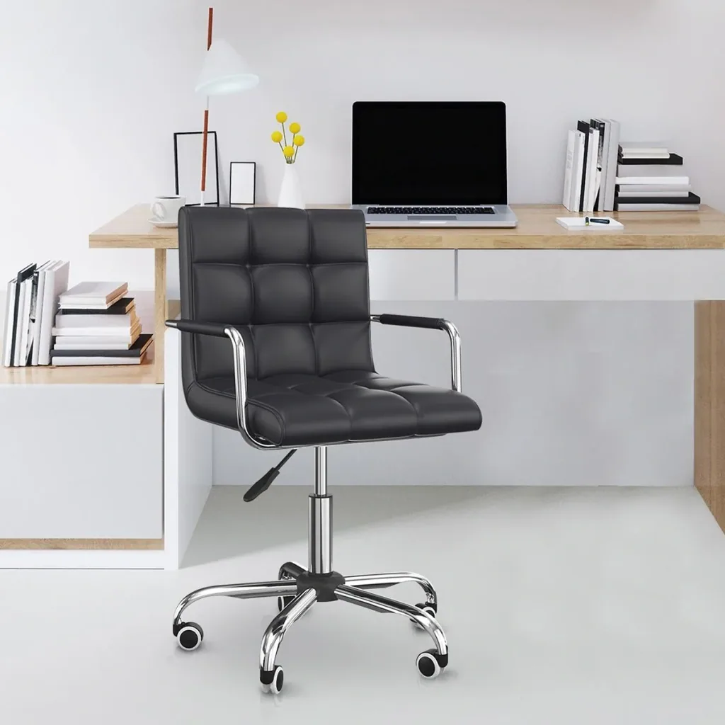 Swivel stool, cosmetic stool, rolling stool, work stool in black