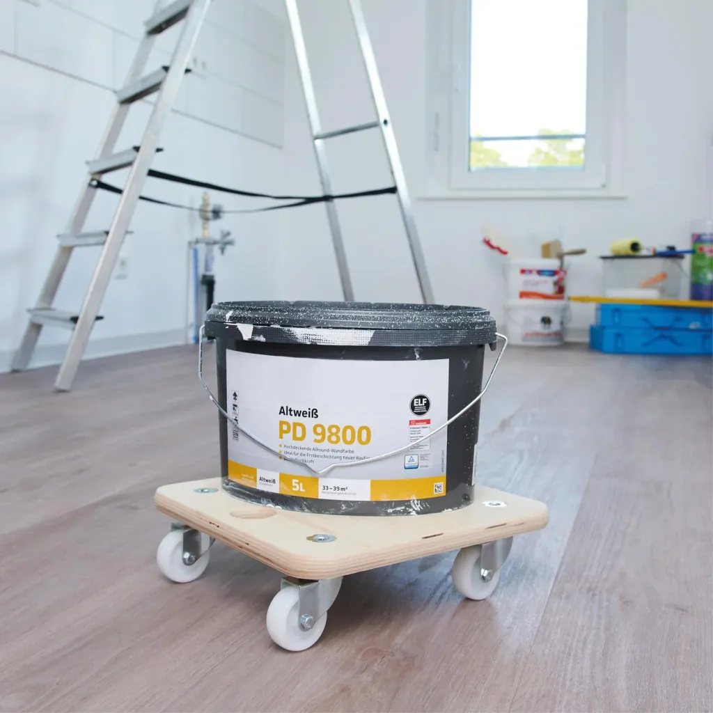 Transport aid MM 1352, 29 x 29 x 8.5 cm, hard castors Ø 50 mm, plain bearings, FSC® birch plywood, load capacity 250 kg