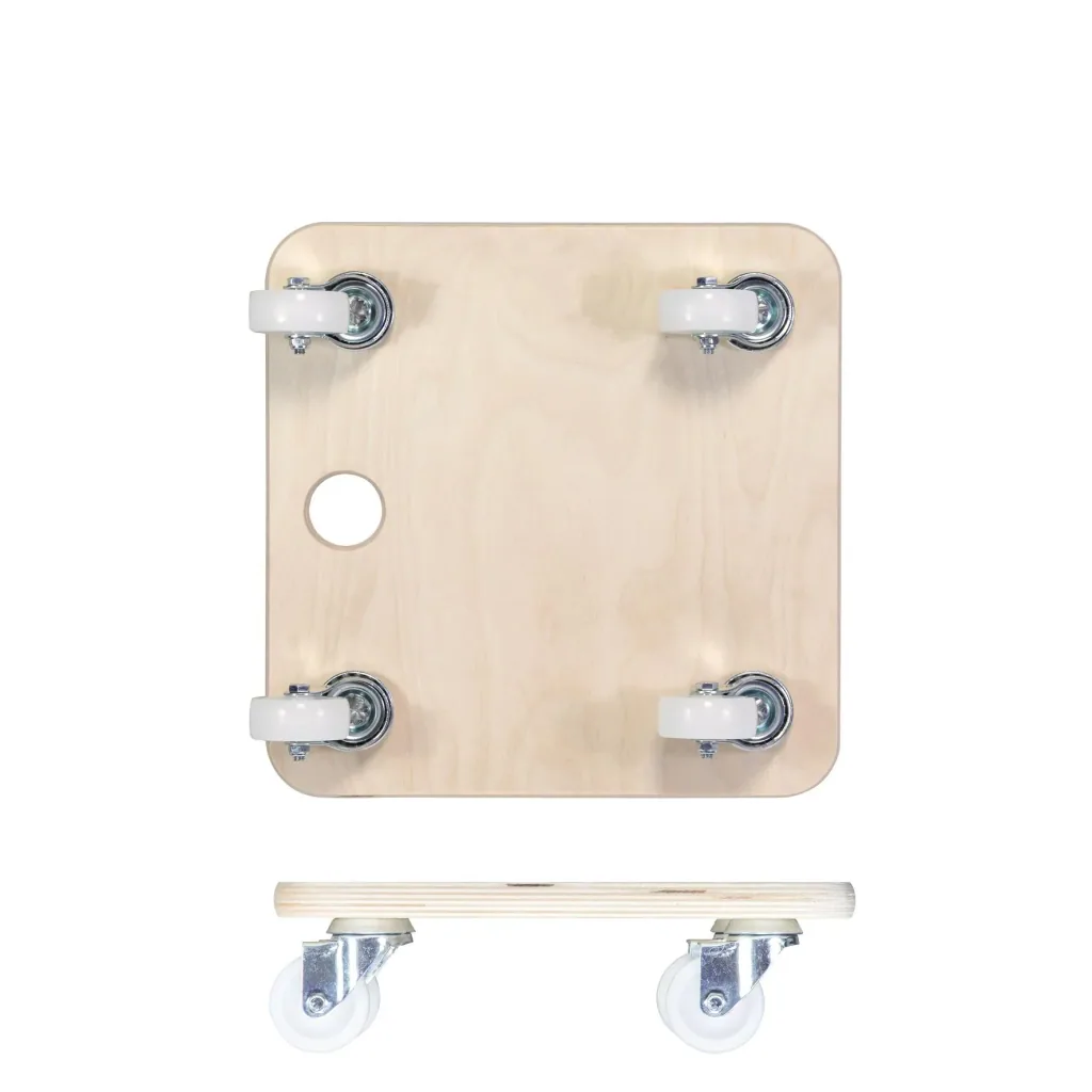 Transport aid MM 1352, 29 x 29 x 8.5 cm, hard castors Ø 50 mm, plain bearings, FSC® birch plywood, load capacity 250 kg