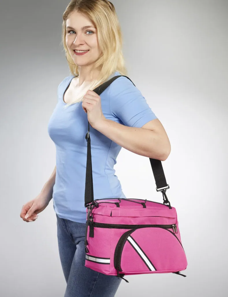 Bicycle pannier bag - multifunctional, pink