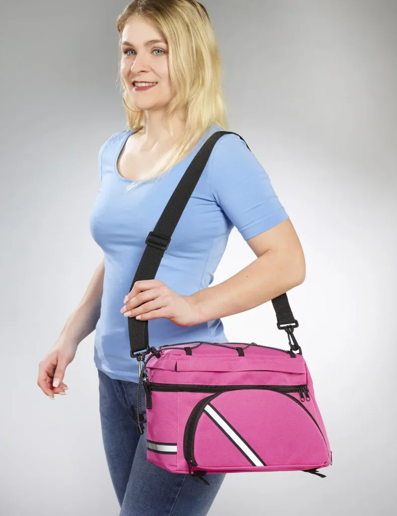 Bicycle pannier bag - multifunctional, pink