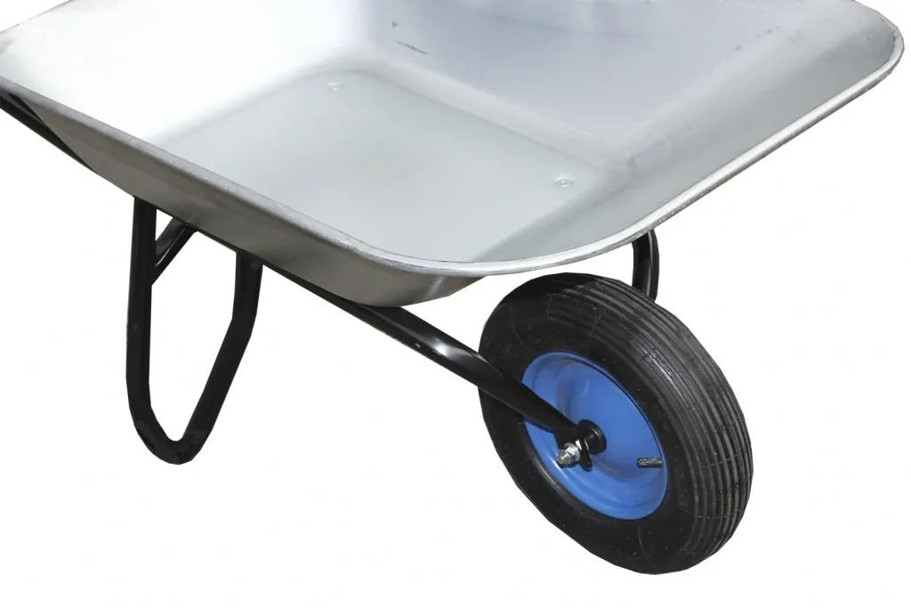 Flat-tip trolley "Gala", galvanized trough, 95 liters, 1 pneumatic wheel