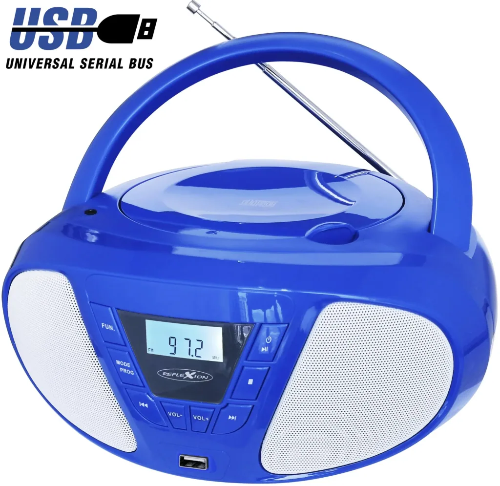 CD Radio Boombox with FM radio, CD and AUX-IN, blue