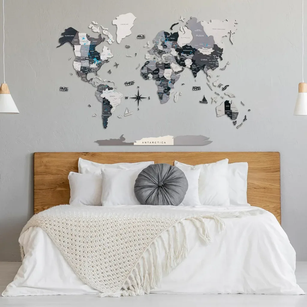 World map wood, map world, world map wall decoration 3D - Enjoy the Wood, Nordik Prime, World map size: L