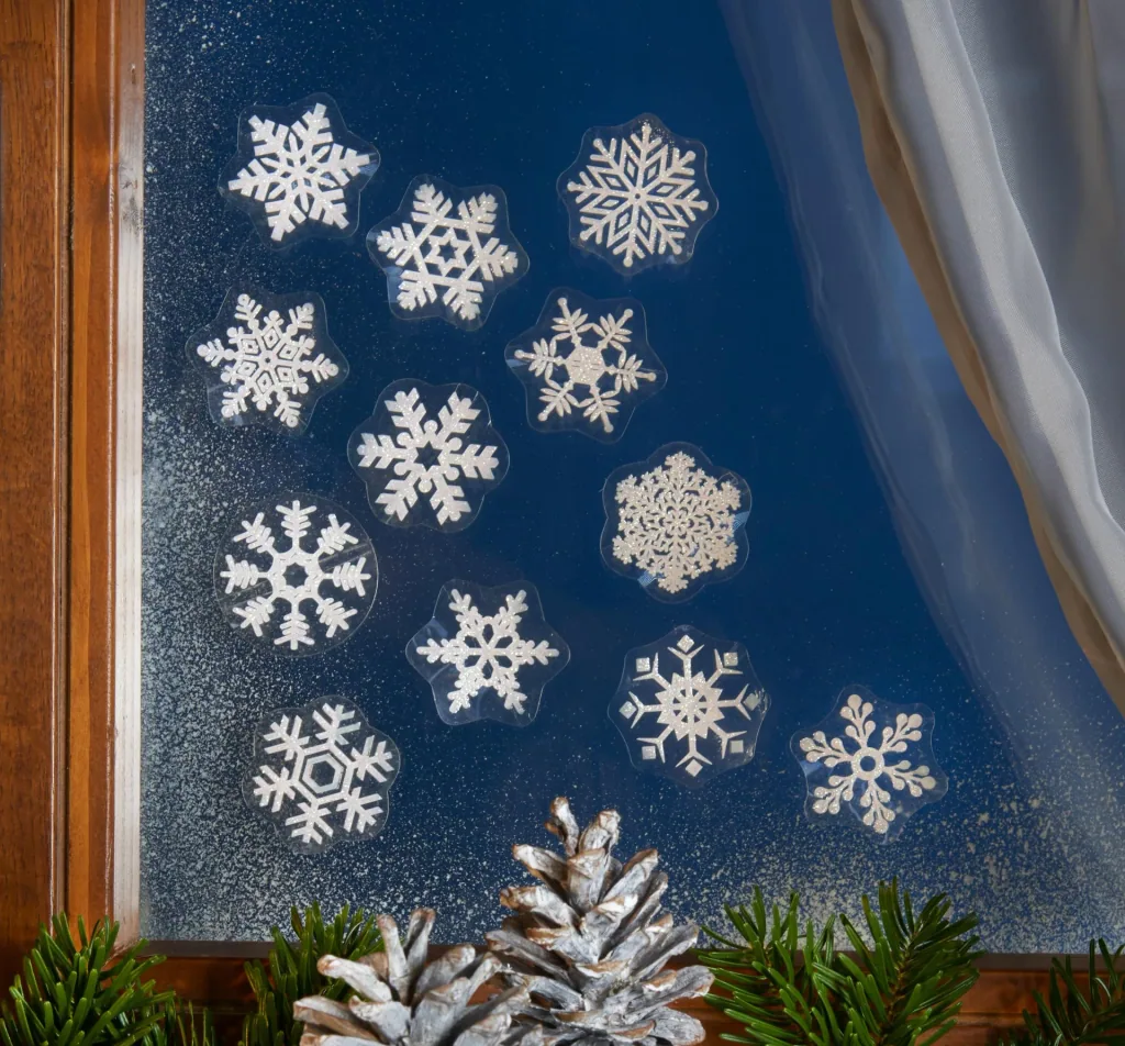 Decorative stickers, snowflakes 3D set of 12