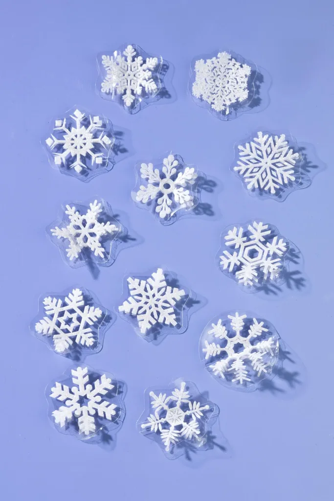Decorative stickers, snowflakes 3D set of 12