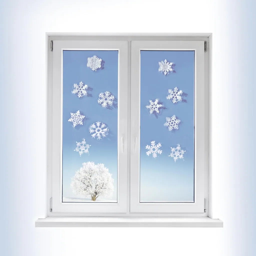 Decorative stickers, snowflakes 3D set of 12