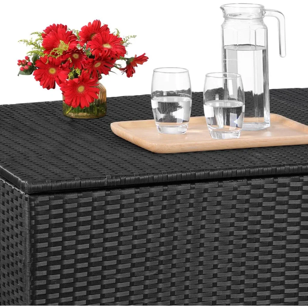 Storage box - cushion, garden - poly rattan - black - 75x75x70cm