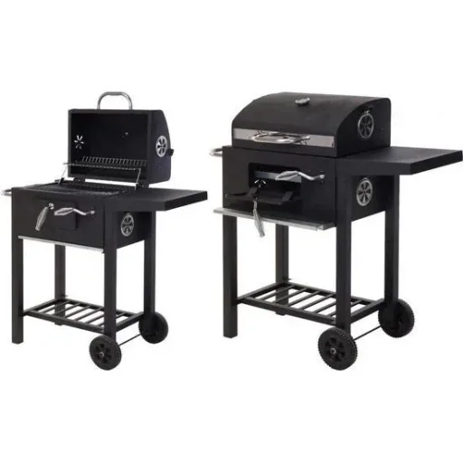 Vargan charcoal grill / barbecue - with table - on wheels