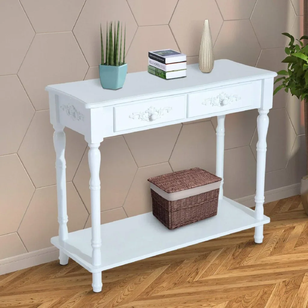 Console table console side table hallway poplar wood white