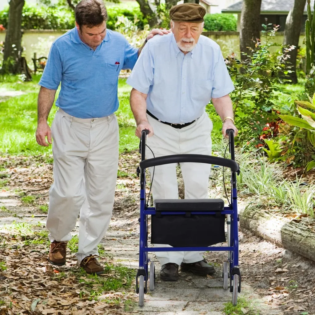 Rollator with chair and bag