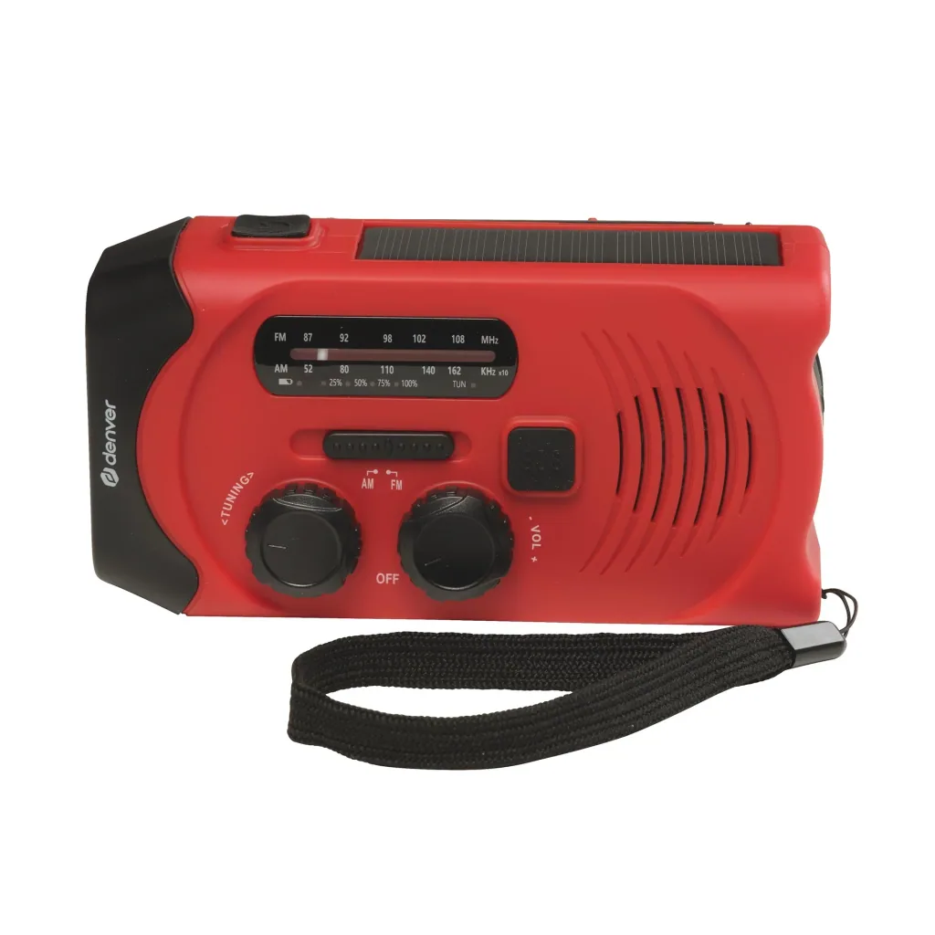 Portable solar crank radio with flashlight, rechargeable and battery operation