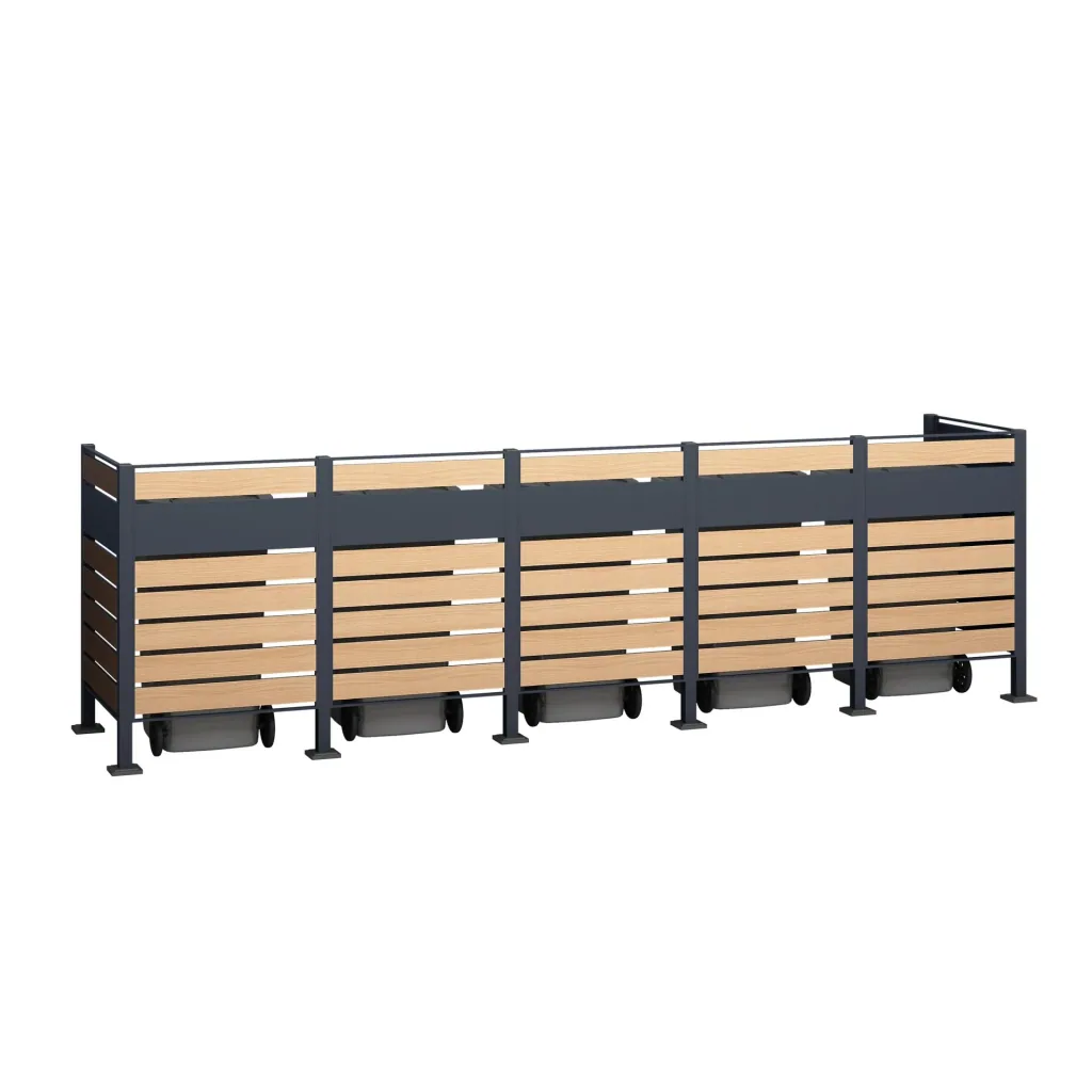 Garbage can cover Planum 5-box, 120 cm, wood look