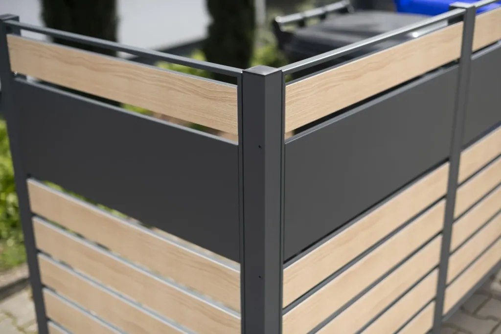 Garbage can cover Planum 5-box, 120 cm, wood look