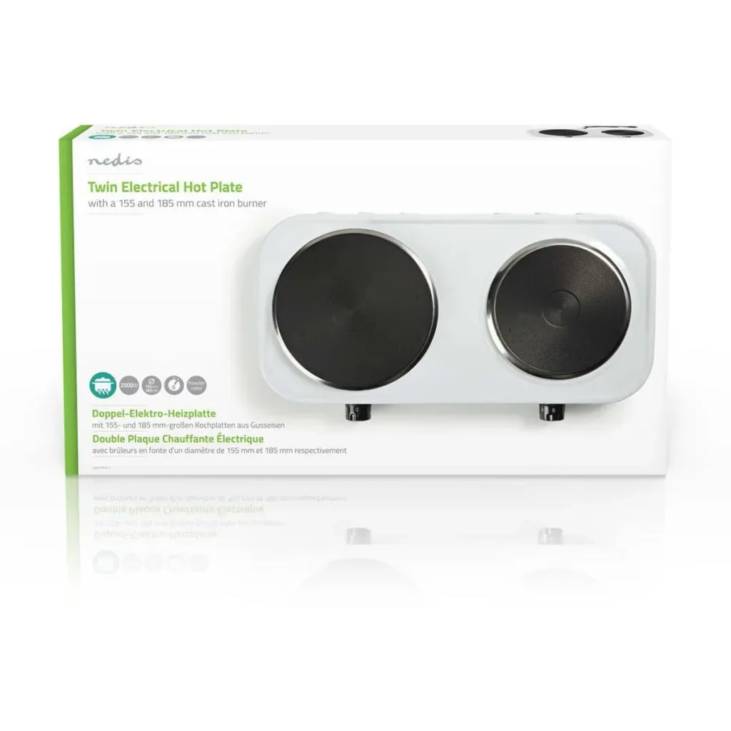 Nedis Double Electric Hotplate - 2500 W - 155/185 mm - Overheat Protection
