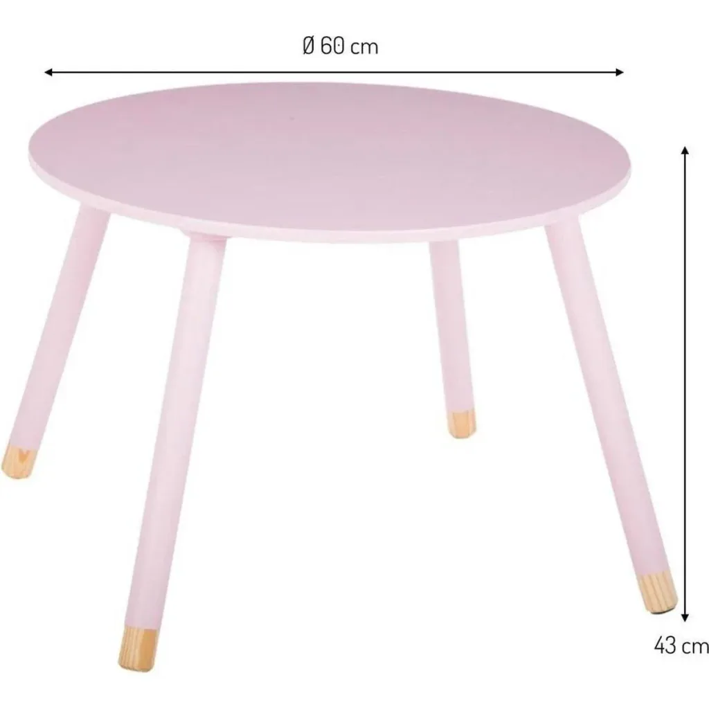 NL Children's Table Round - pink - 60x60x43 cm