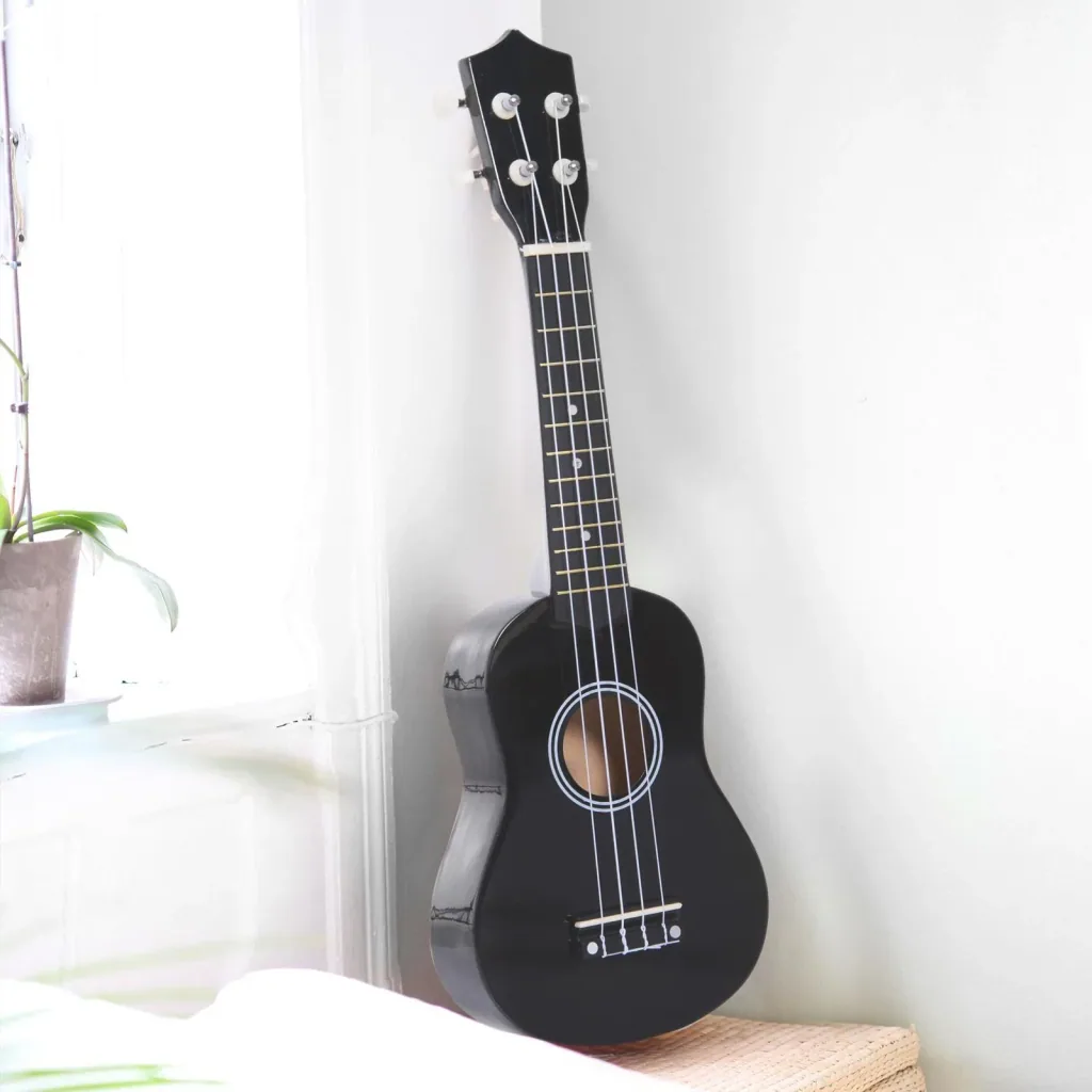 Ukulele string instrument beginner nylon strings birch wood black 53 x 17.5 x 6.2 cm