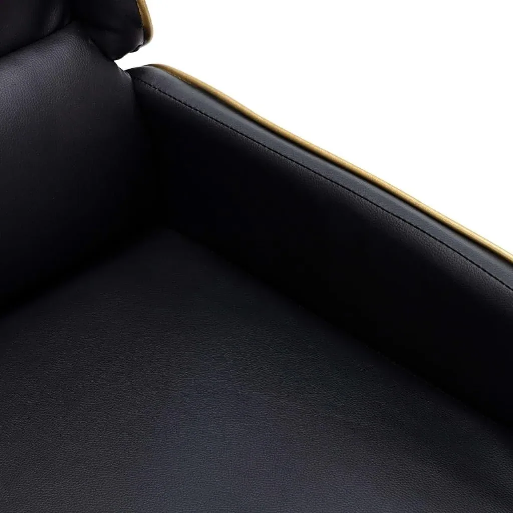 Massage chair adjustable faux leather black and gold