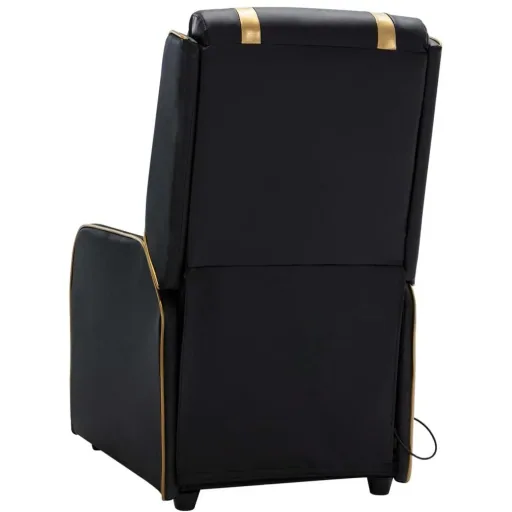 Massage chair adjustable faux leather black and gold