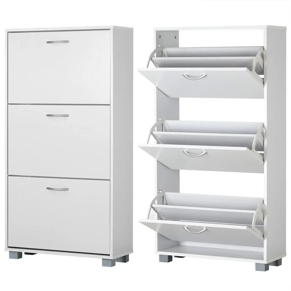 Shoe set with 3 drawers MDF white 115 x 60 x 24cm