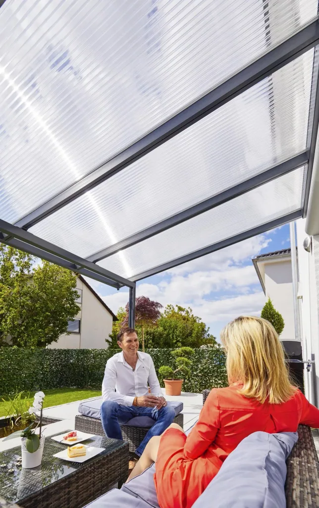 Patio roof Premium, anthracite, 3094 x 3060 mm - 10 mm laminated safety glass (VSG)