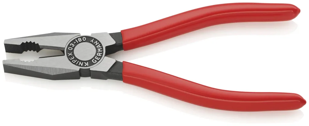 Combination pliers with plastic coating, black atramentized, 180 mm