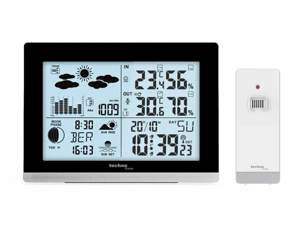 Radio-controlled weather station with outdoor transmitter
