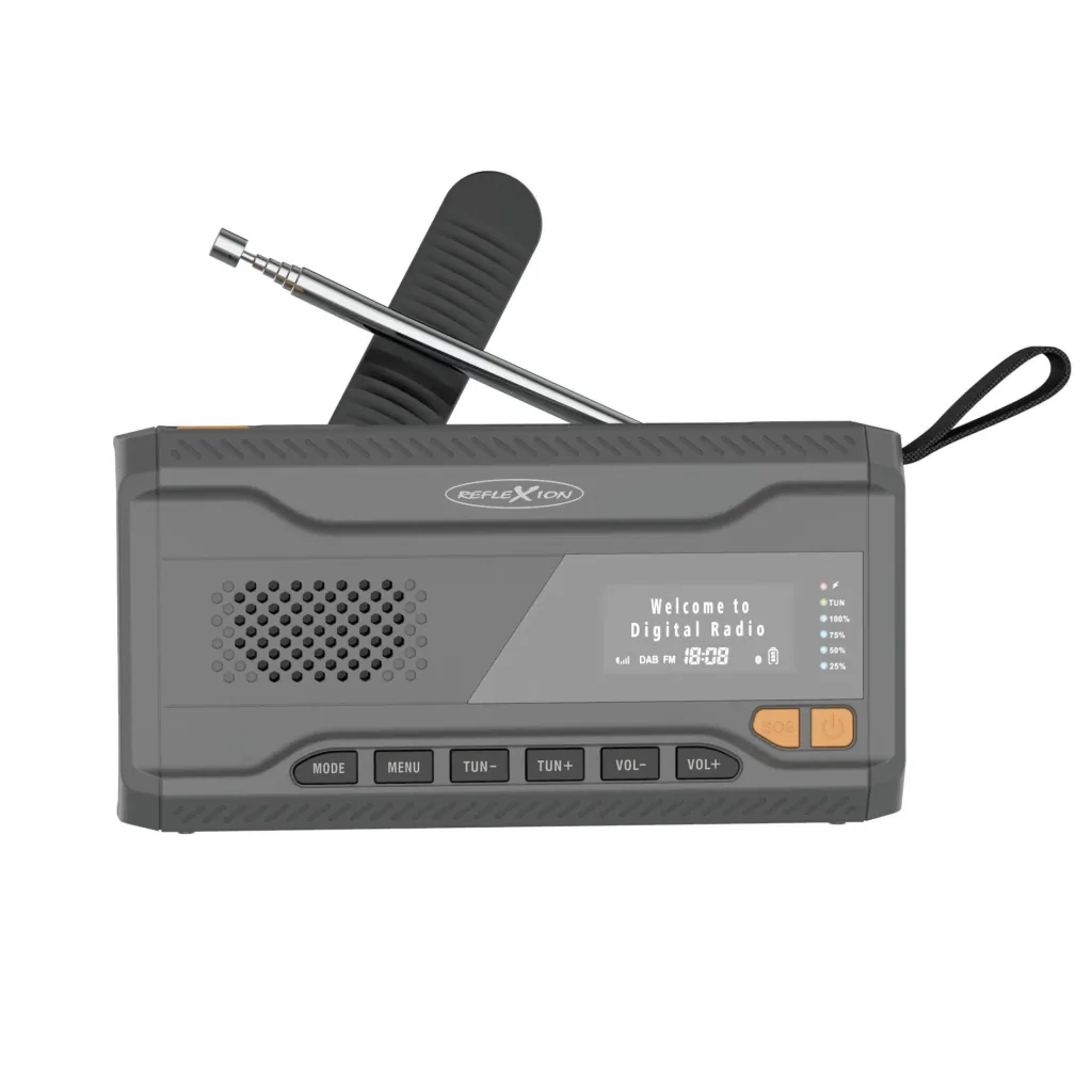 Outdoor Solarkurbelradio mit SOS Taschlampe, DAB/UKW, Bluetooth, Akku