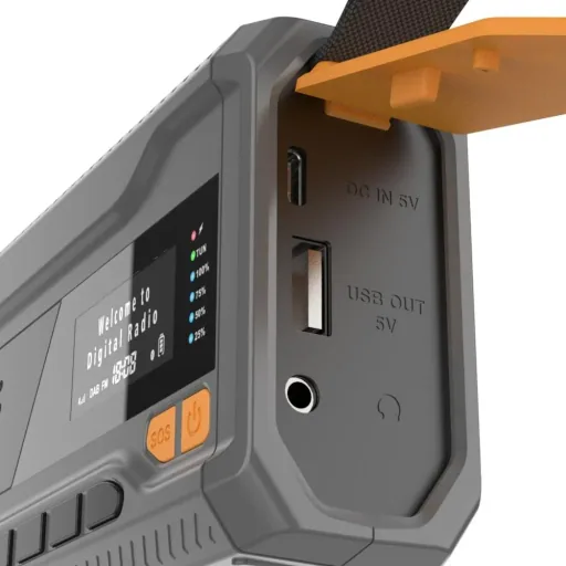 Outdoor Solarkurbelradio mit SOS Taschlampe, DAB/UKW, Bluetooth, Akku