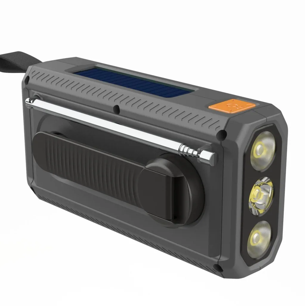 Outdoor Solarkurbelradio mit SOS Taschlampe, DAB/UKW, Bluetooth, Akku