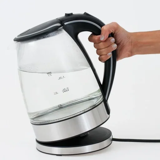 Kettle black/silver glass/stainless steel 1.7L