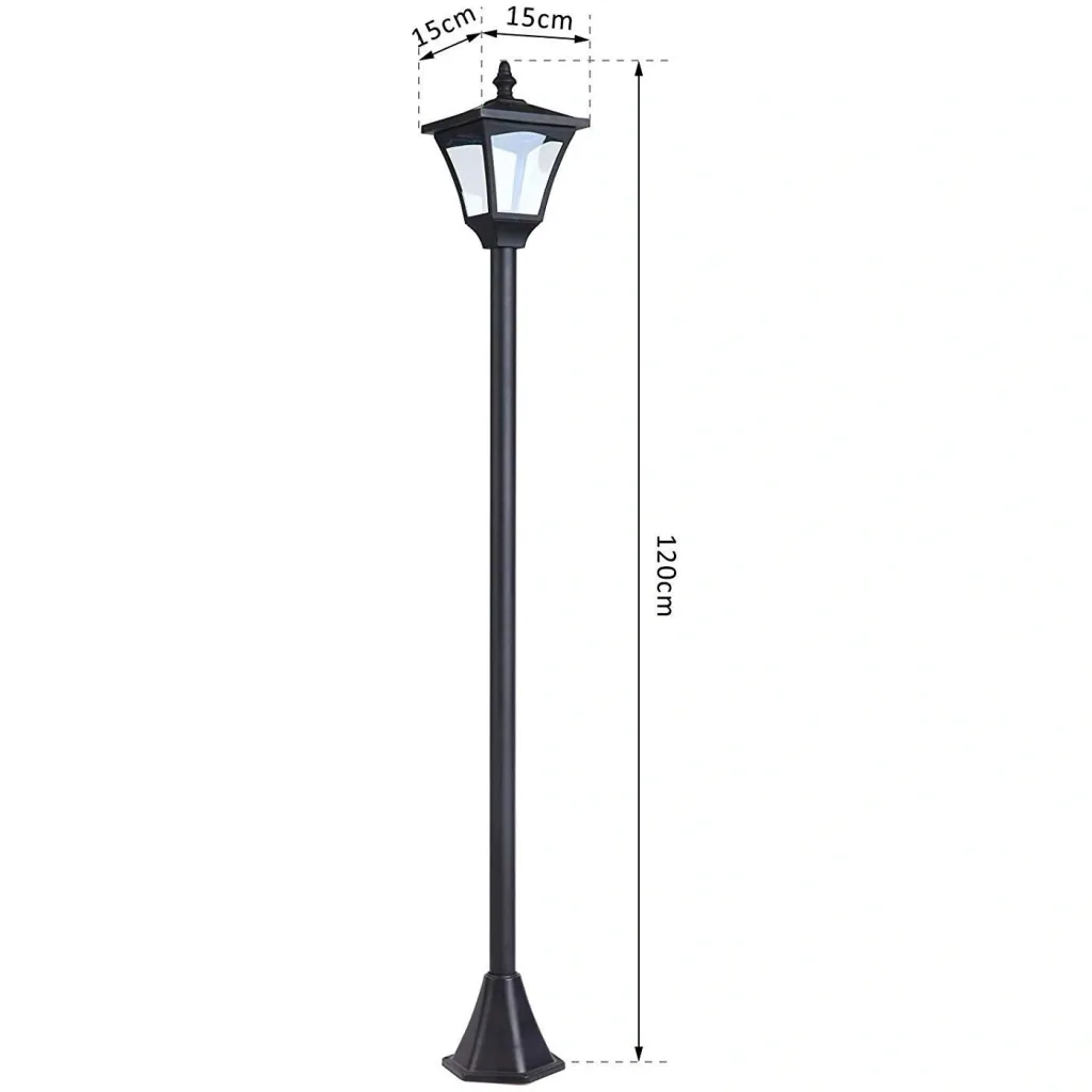 Garden Lantern Solar Lantern 10 Lumen Black H120cm