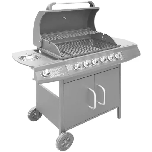 Gas grill 6+1 cooking zone black