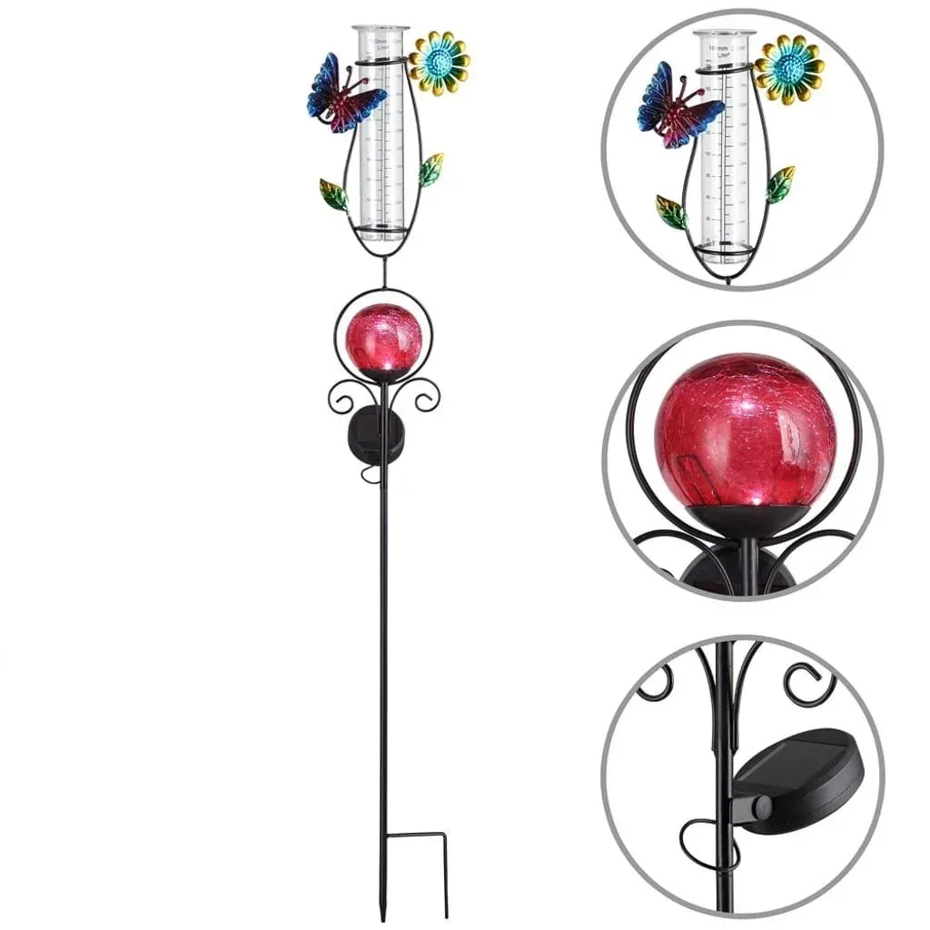 Solar energy lighting with rain gauge red
