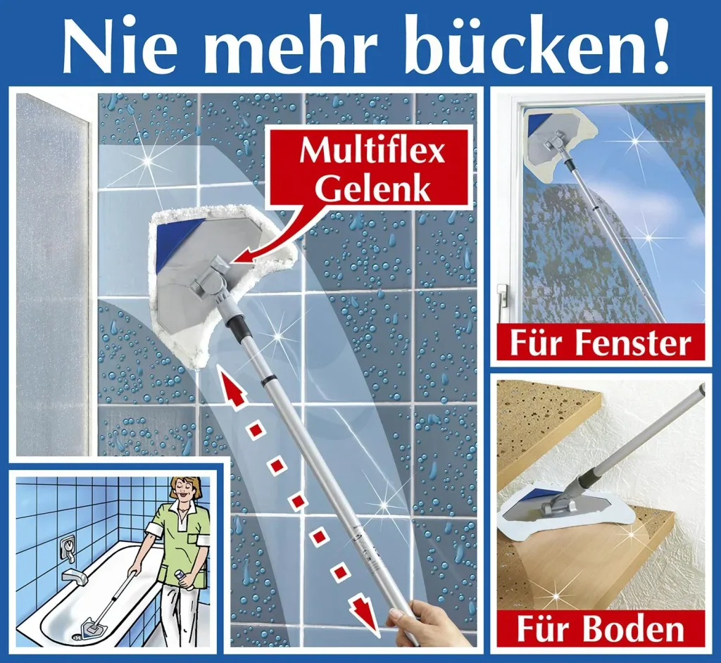 Multiflex wiper, with telescopic handle and 3 covers