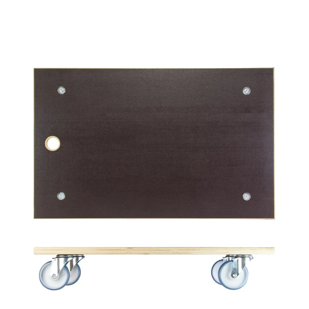Transport aid MM 1146, 78 x 49 x 15 cm, soft castors Ø 100 mm, roller bearings, Maxigrip FSC® plate, load capacity 500 kg