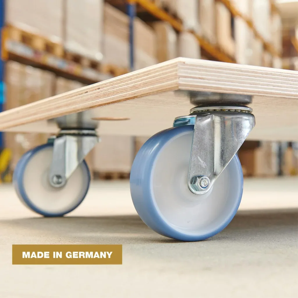 Transport aid MM 1146, 78 x 49 x 15 cm, soft castors Ø 100 mm, roller bearings, Maxigrip FSC® plate, load capacity 500 kg