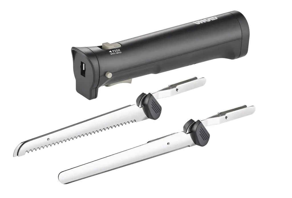 Cordless electric knife, 3-piece with 2 stainless steel interchangeable blades