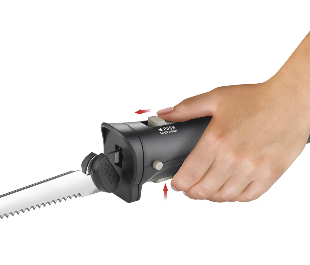 Cordless electric knife, 3-piece with 2 stainless steel interchangeable blades