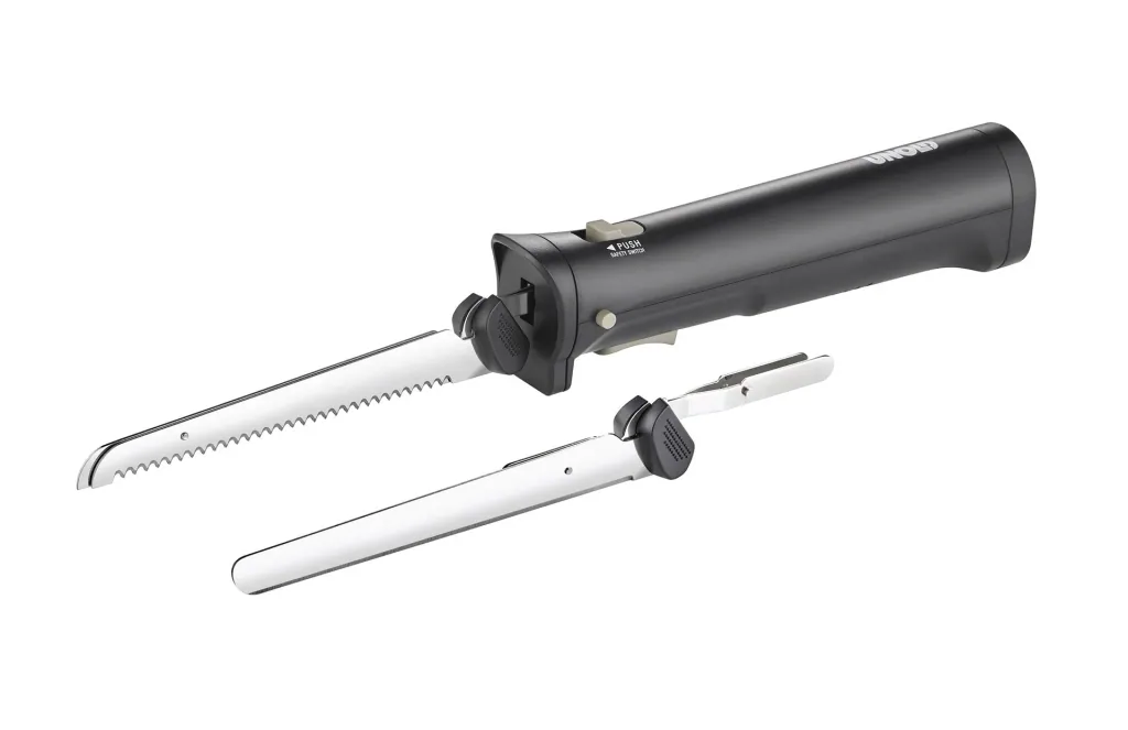 Cordless electric knife, 3-piece with 2 stainless steel interchangeable blades