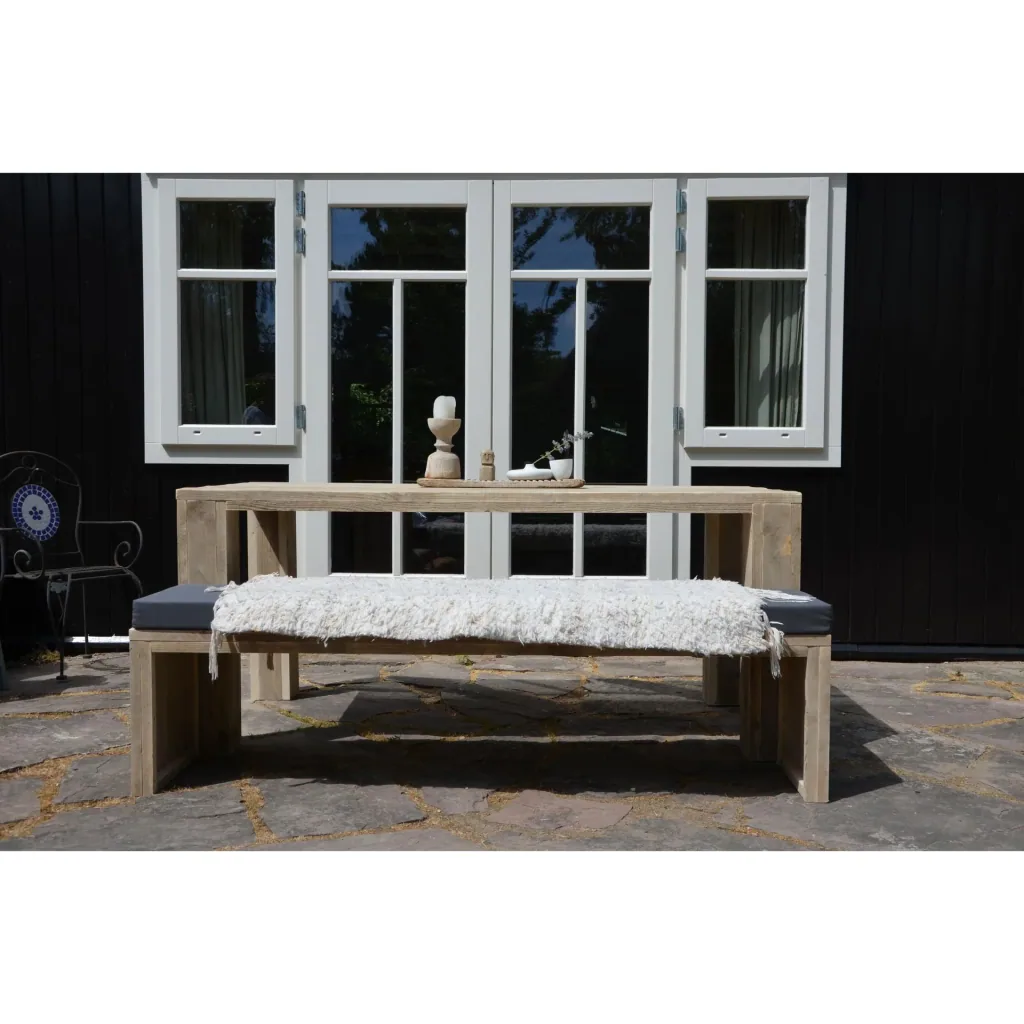 Garden bench frame wood 160 cm including water and dirt-repellent cushion anthracite