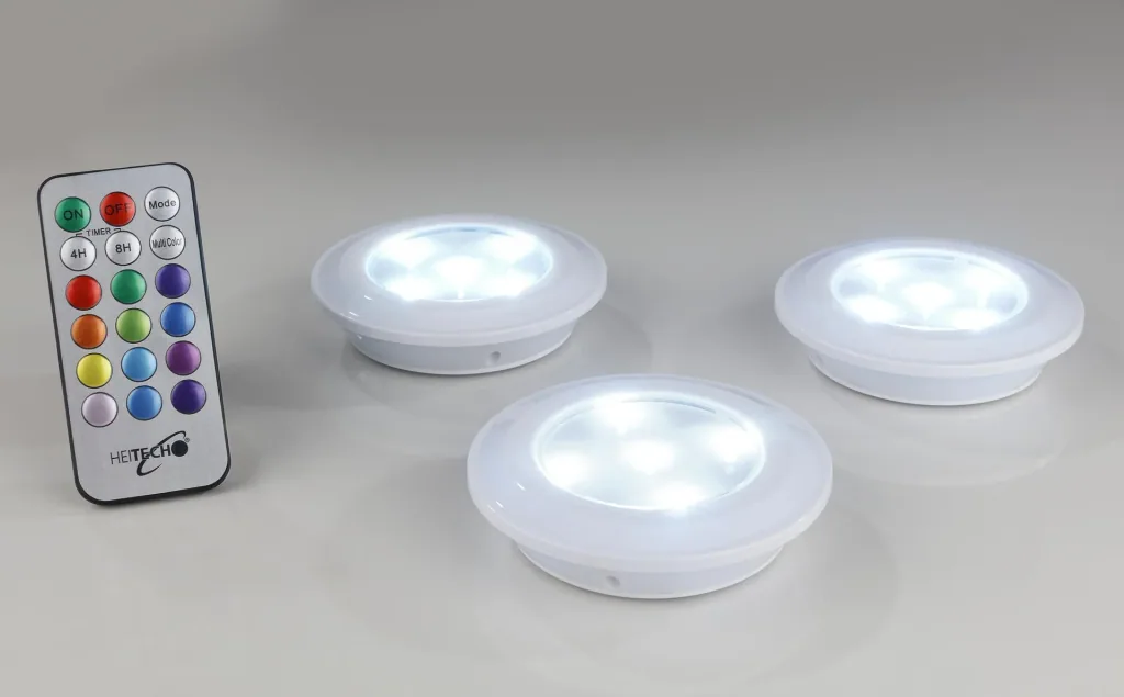 RGB LED light with remote control - set of 3